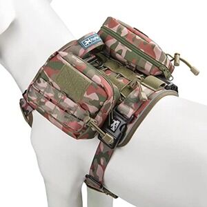 PoyPet Tactical Dog Harness Reflective No-Pull Serv Dog Vest With 2 Bags HD Adj.